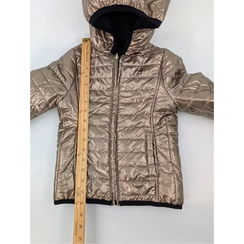 Atlantis Weathergear Puffer‎ Jacket Girl 5/6 Metallic Gold Tone Black Reversible